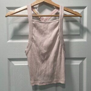 North End Pink Ribbed Cropped Tank Top